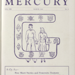 On this cover there is a picture of a G in which all of the sorority and fraternity shields are. In the G there is a picture of a man and a woman holding hands. It is done in purple ink.