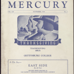 This is the November issue from 1939. There are two pilgrims in profile on it and there is a banner that says "Thanksgiving" on it.